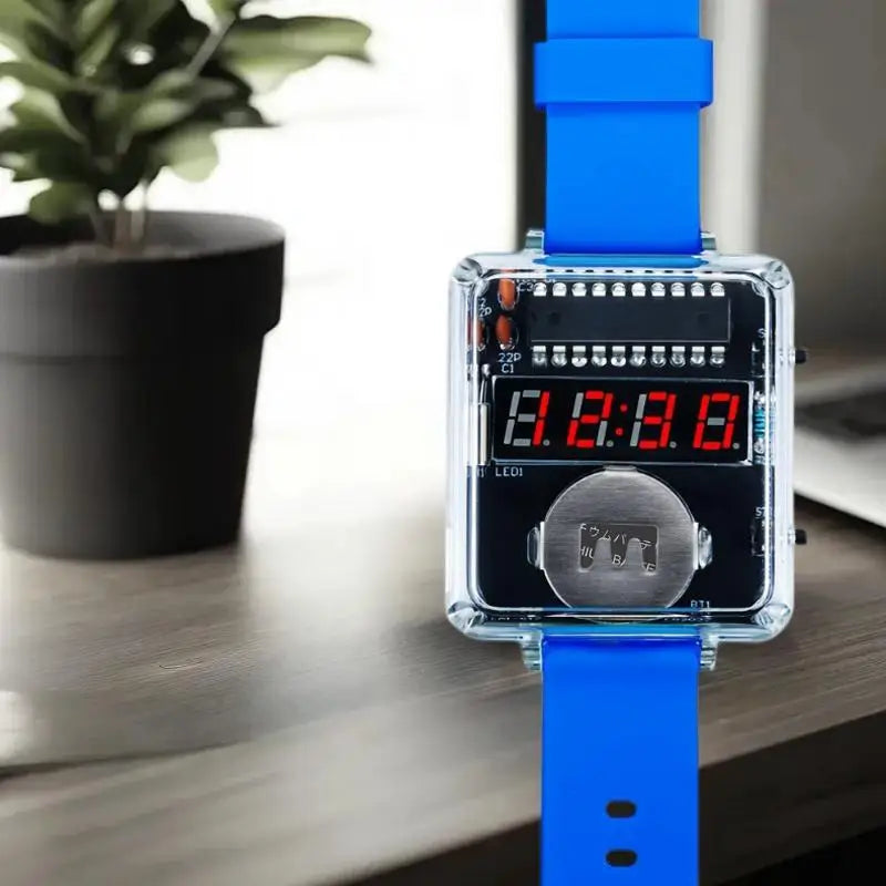 Electronic Soldering Kit DIY: Digital LED Watch, Clear Case, No Battery Included