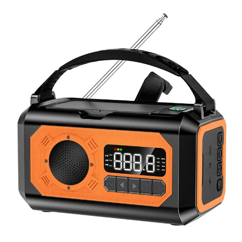 Portable 12000mAh Emergency Radio AM/FM/NOAA Weather Radio Solar Hand Crank Radio Flashlight SOS Alarm Power Bank Reading Lamp