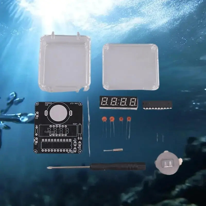 Electronic Soldering Kit DIY: Digital LED Watch, Clear Case, No Battery Included