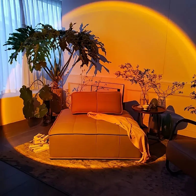 1PC Warm Sunset Projection Lamp Adjustable Stand LED Atmosphere Light for Bedroom Deco