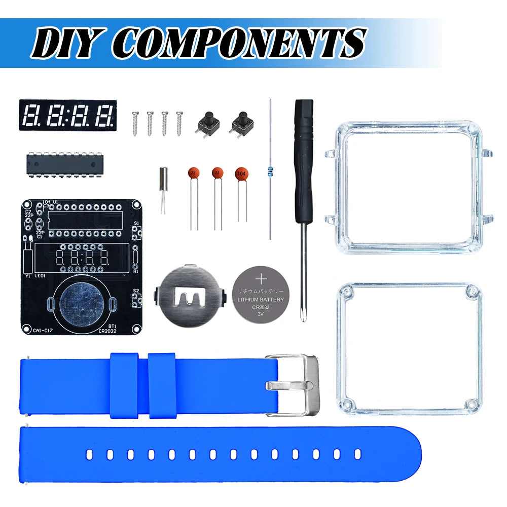 DIY Electronic Watch Kit LED Digital Tube Display Creative Soldering Project Transparent Case 3V DIY Kit Electronic