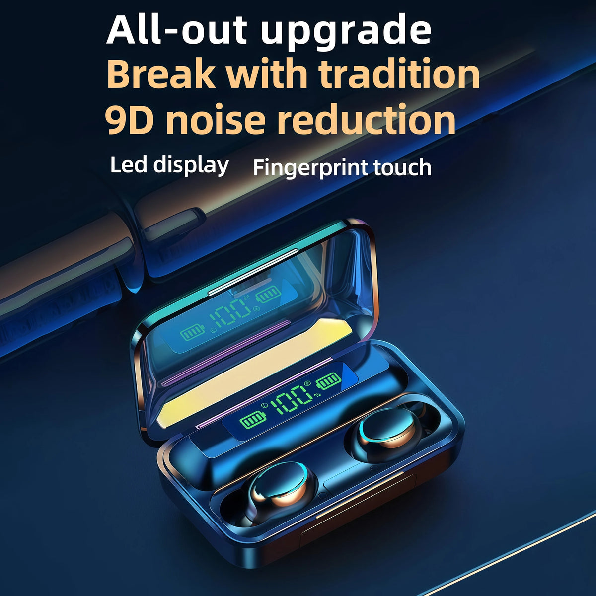 In‑Ear Bluetooth Wireless Earbuds, Digital Display Charging Case, Stereo Sound Sports Earphone Built‑in Mic for Phone Gaming Wor