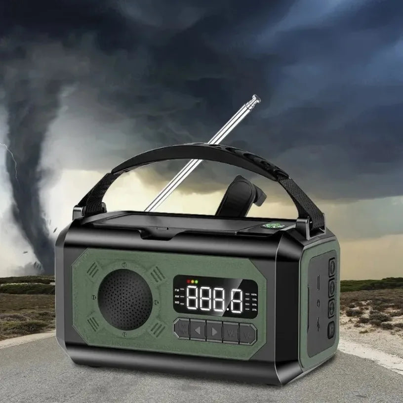 Portable 12000mAh Emergency Radio AM/FM/NOAA Weather Radio Solar Hand Crank Radio Flashlight SOS Alarm Power Bank Reading Lamp