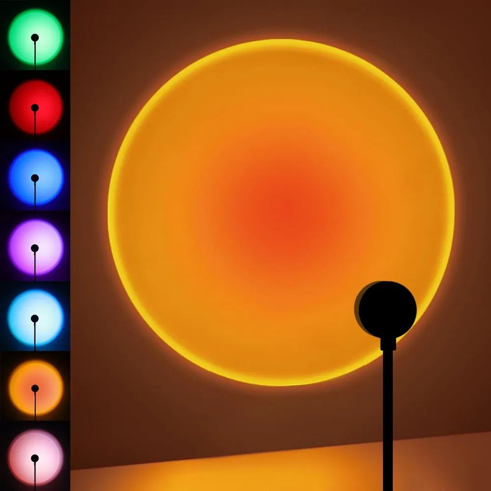 Sunset projection lamp, USB home decoration atmosphere lamp, multi-angle rotatable, suitable for home living room and bedroom