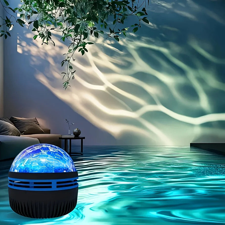 Starry Sky Ocean Wave Projector Ligh LED Night Light 7 Colors with Remote USB Powered Dynamic Rotating for Family Romantic Decor