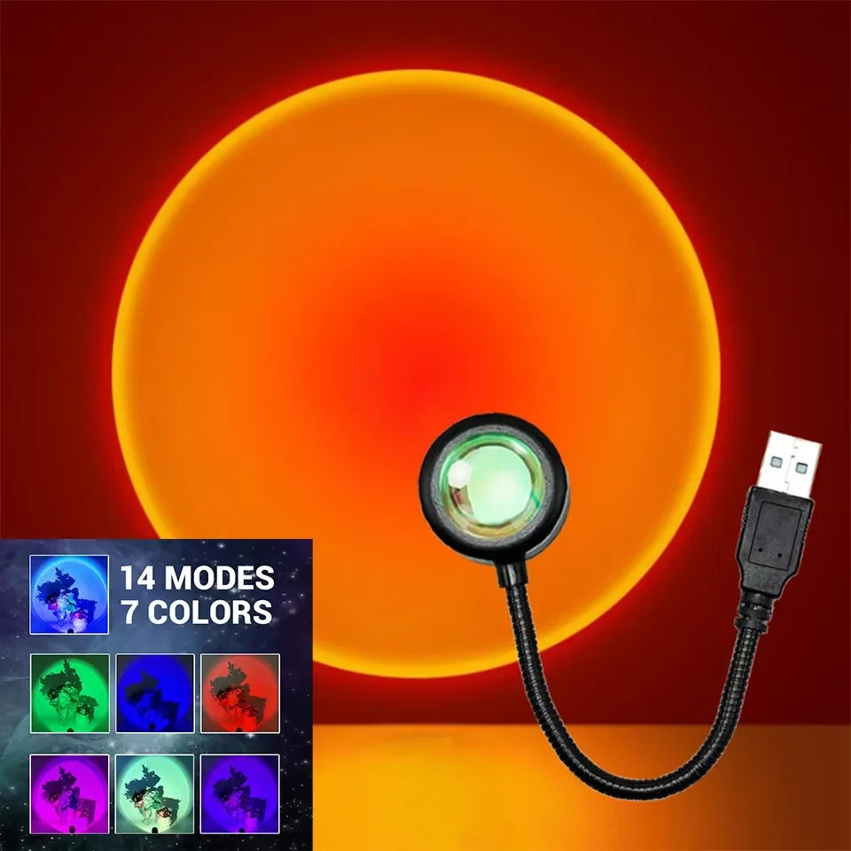 HOMEFISH LED Sunset Projection Lamp USB Mood Light for Bedroom Living Room Photography Wall Decor Birthday Party