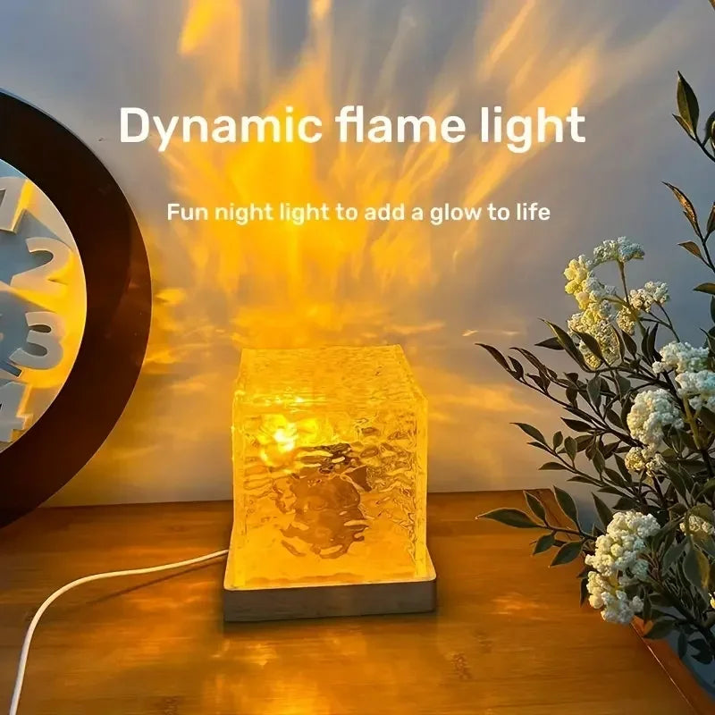 Remote 16 Colors Water Ripples Lights Rechargeable Ocean Wave Projector Lamp for Bedroom Decoration Rotating Flame Nightlight