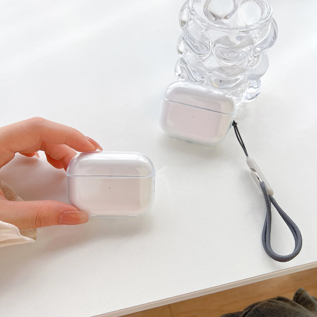 Clear Soft TPU Earphone Case for Airpods 4 3 2 1 Pro Pro2 Pro 3 Shockproof with Lanyard Strap for Airpods 4 Charging Case Cover