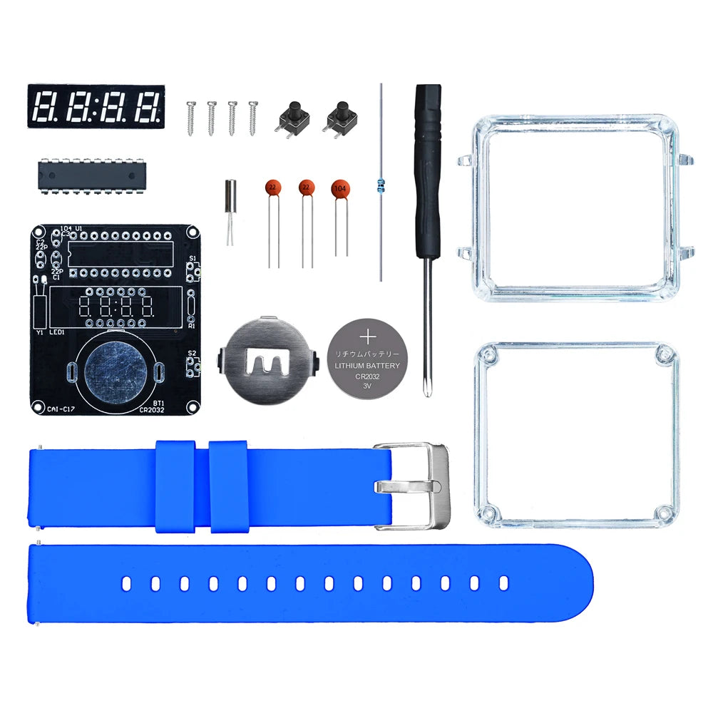 DIY Electronic Watch Kit LED Digital Tube Display Creative Soldering Project Transparent Case 3V DIY Kit Electronic
