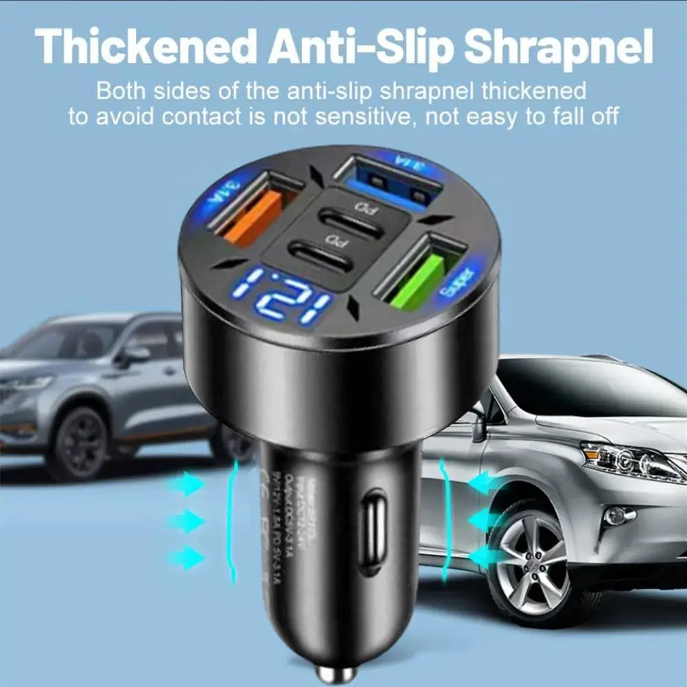 250W 5 Ports Car Charger Fast Charging PD QC3.0 USB C Car Phone Charger Type C Adapter In Car For IPhone