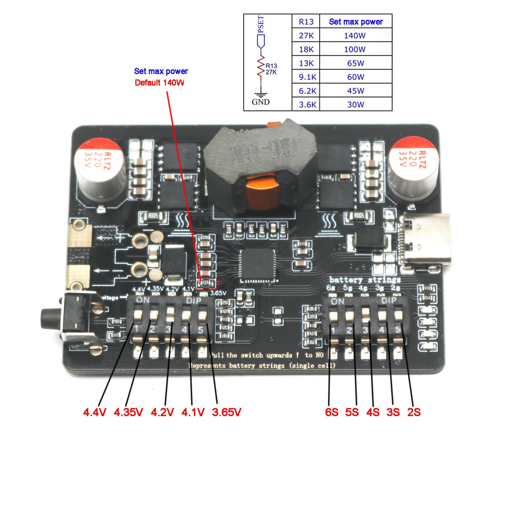 PD3.1 140W Bidirectional Fast Charging 2S 3S 4S 5S 6S Lithium Battery XT30 XT60 Drone Charger Board Liion Lifepo4 BMS Power BanK