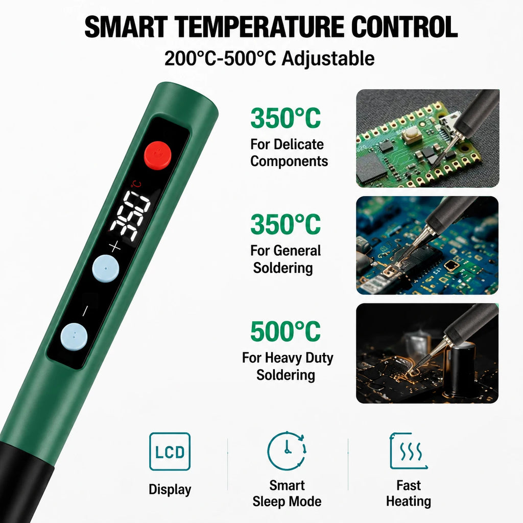 Electronics Repair Tool Kit Soldering Pen USB 5V Welding Tool LCD Temperature Control 200-500℃ PCB Circuit Board DIY Soldering K