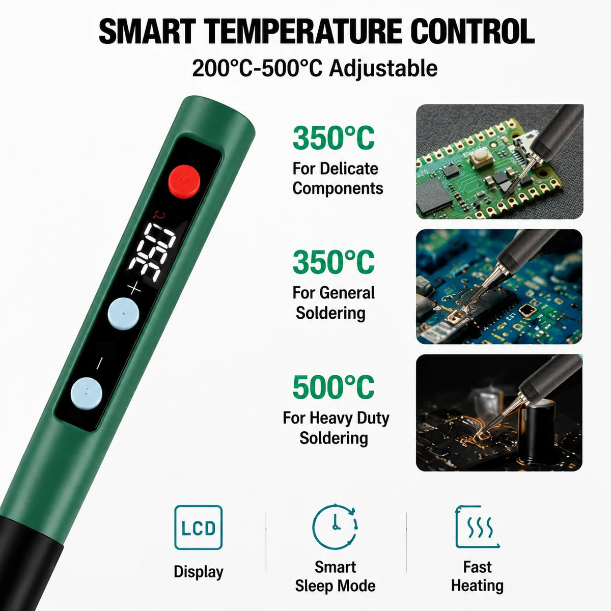 Electronics Repair Tool Kit Soldering Pen USB 5V Welding Tool LCD Temperature Control 200-500℃ PCB Circuit Board DIY Soldering K