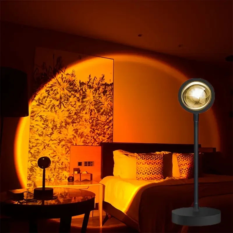 1PC Warm Sunset Projection Lamp Adjustable Stand LED Atmosphere Light for Bedroom Deco