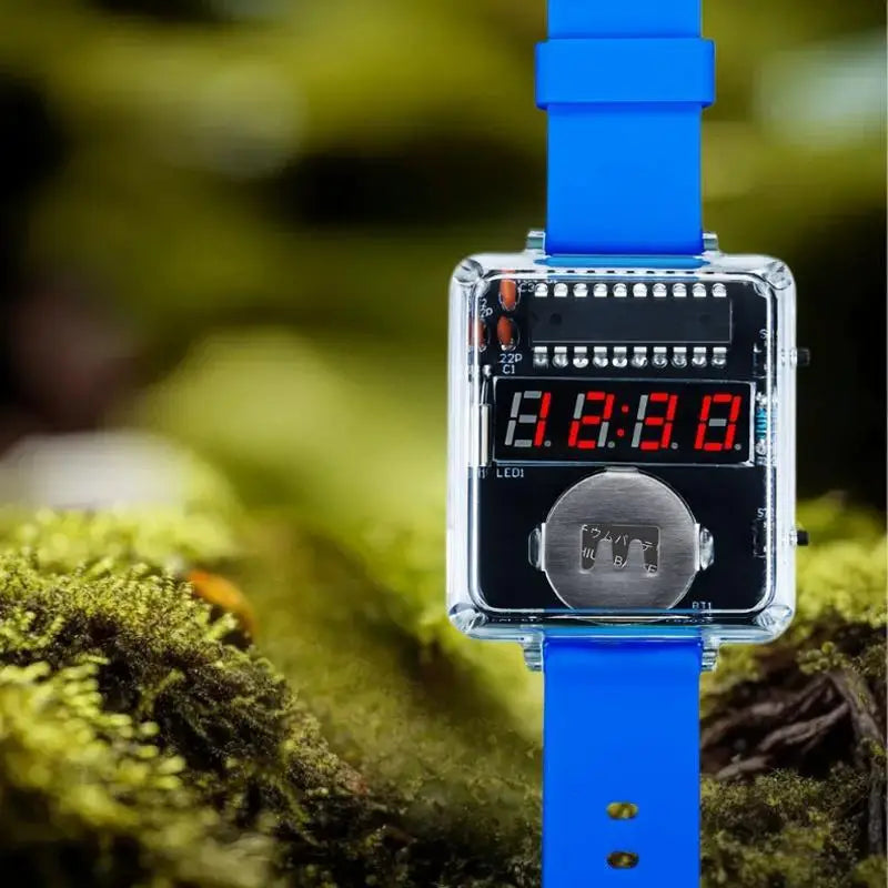 Electronic Soldering Kit DIY: Digital LED Watch, Clear Case, No Battery Included