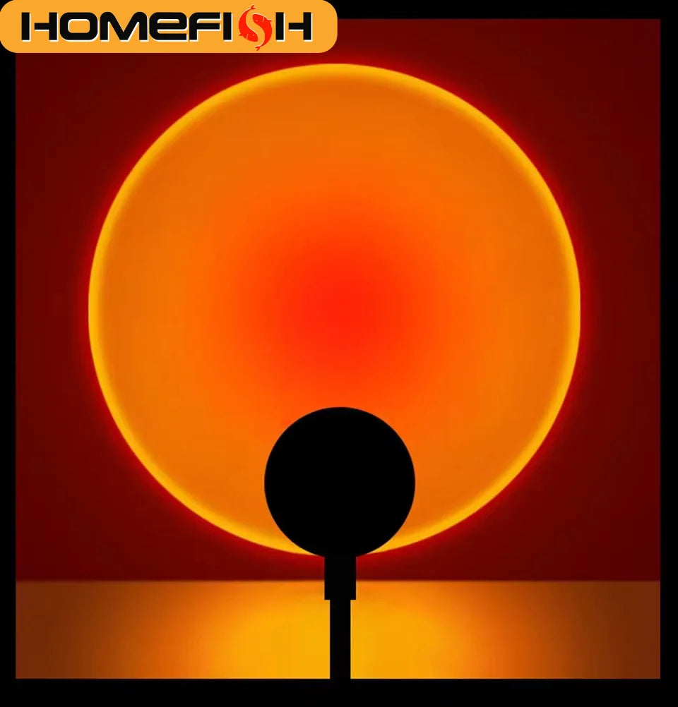 HOMEFISH LED Sunset Projection Lamp USB Mood Light for Bedroom Living Room Photography Wall Decor Birthday Party