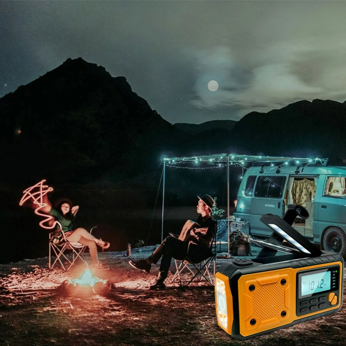 LOTOTG Portable Emergency Solar Power Radio Hand Crank Charging AM/FM Weather Radio Led Reading Flashlight Bank Phone Charger