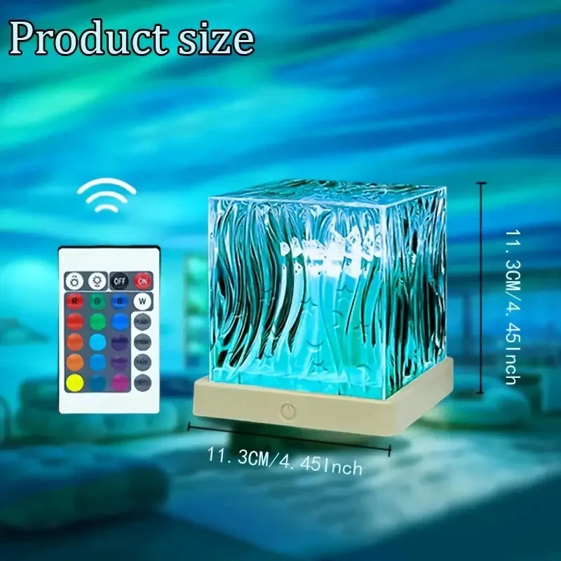 LED Ocean Wave Projector Light Aurora Lamp 16 Colors RGB Night Lights Auto Rotating USB Plug Kids Adults Gift Home Room Decor