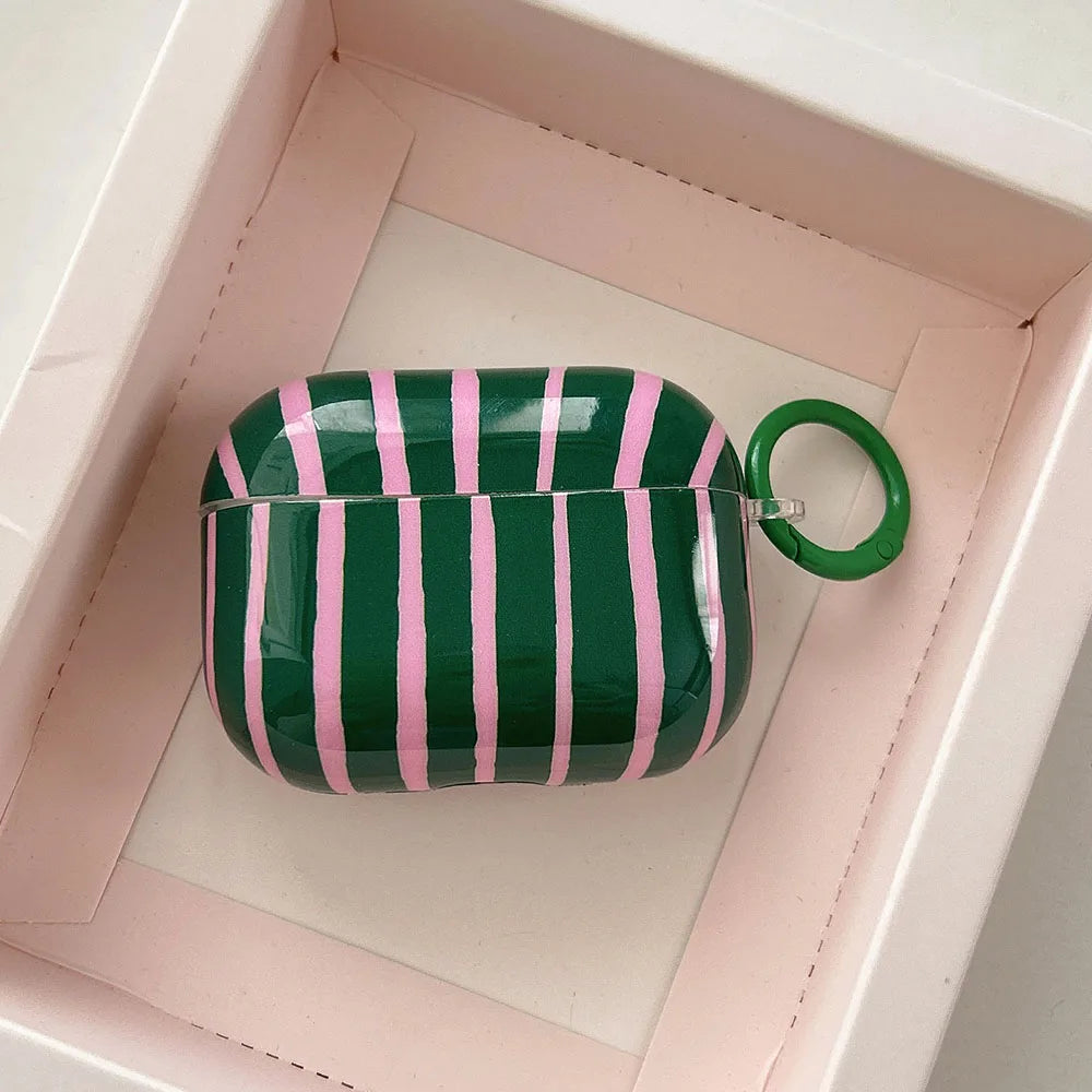 Summer Dopamine Simple Color Collision Stripes Splicing Soft Earphone Case For AirPods 4 5 Cover For AirPods 1 2 3 Pro 2 2nd