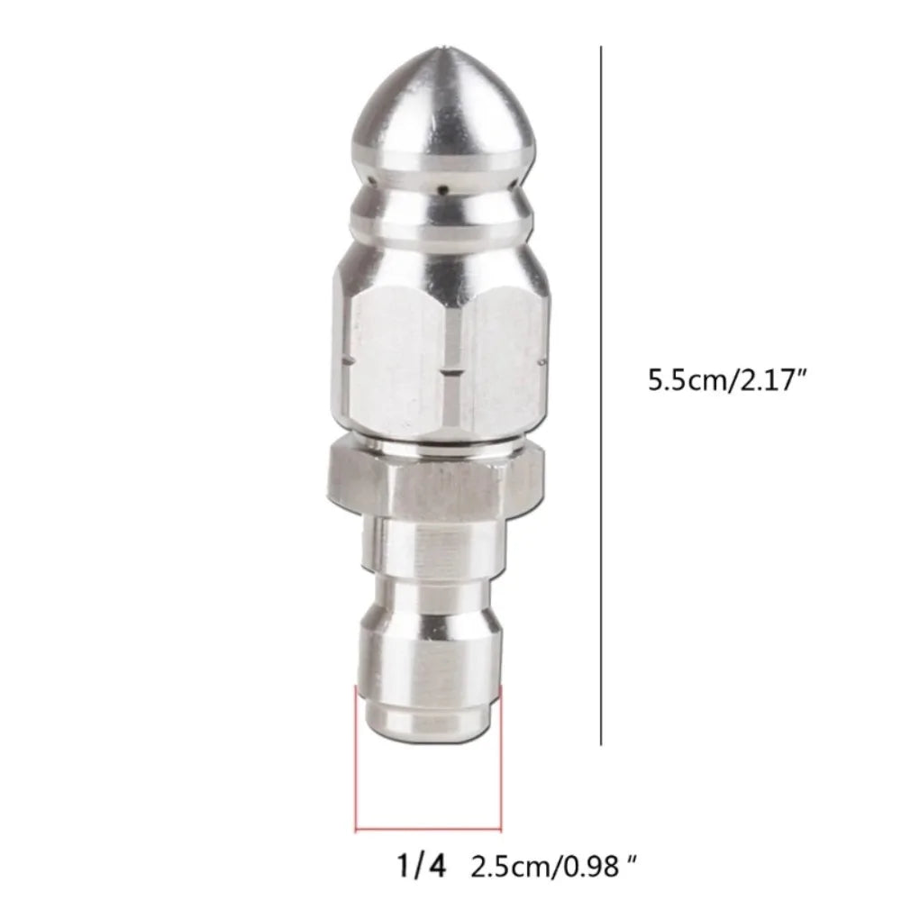 Water Rat High Pressure Nozzle 1/4 Quick Connect 1 Front 6 Rear Spray Sewer Pipe Drain Cleaning Head Pipeline Unclogging Washing
