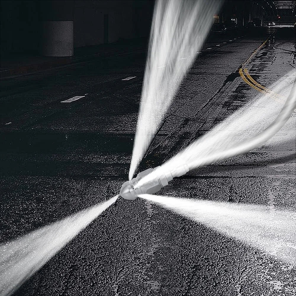 Water Rat High Pressure Nozzle 1/4 Quick Connect 1 Front 6 Rear Spray Sewer Pipe Drain Cleaning Head Pipeline Unclogging Washing