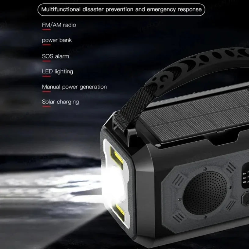 Portable 12000mAh Emergency Radio AM/FM/NOAA Weather Radio Solar Hand Crank Radio Flashlight SOS Alarm Power Bank Reading Lamp