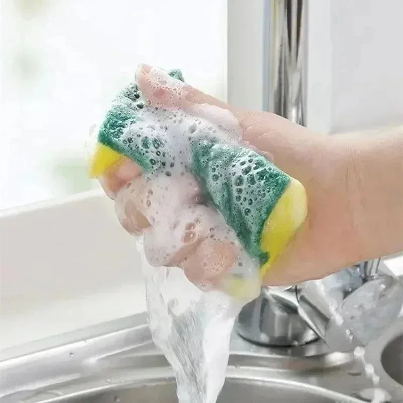 Magic Cleaning Sponge, Double-Sided Highly Absorbent, Rust & Grease Remover, Kitchen Scrub Brush, Pot Cleaner Tool