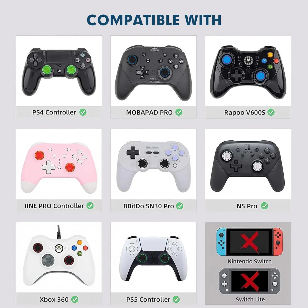 16Pcs Controller Thumb Grips Replace for ps4/ps5,Silicone Joystick Caps Anti-Slip Anti-Scratch Thumb Grips Caps Cover Analog Sti