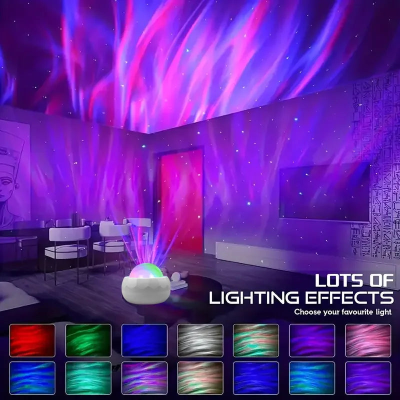 LED Aurora Projector LED Galaxy Night Light USB RGB 7 Modes 360° Rotating Night Sky Light with Remote for Home Theater Room Deco