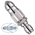 Water Rat High Pressure Nozzle 1/4 Quick Connect 1 Front 6 Rear Spray Sewer Pipe Drain Cleaning Head Pipeline Unclogging Washing