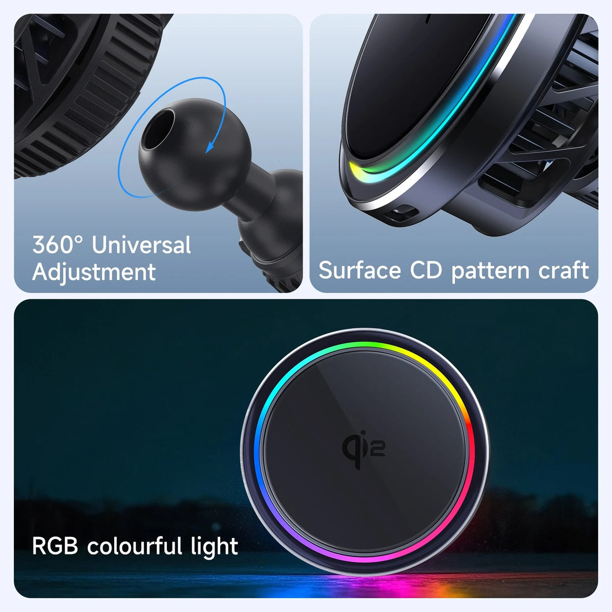 Air Vent Phone Stand RGB & Ice-Cooling & Car 25W QI2 Magnetic Wireless Charger For iPhone 17 16 15 14 13 Pro Max Fast Charging