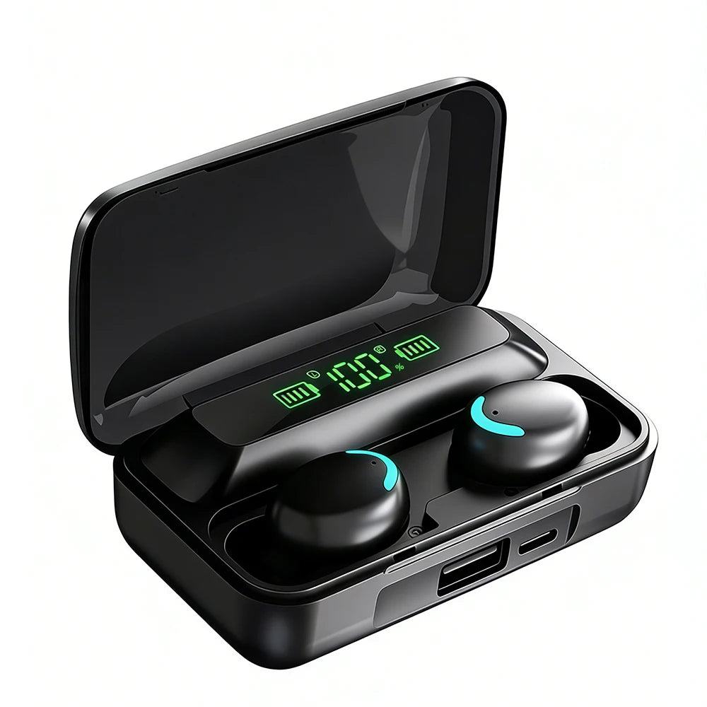 In‑Ear Bluetooth Wireless Earbuds, Digital Display Charging Case, Stereo Sound Sports Earphone Built‑in Mic for Phone Gaming Wor