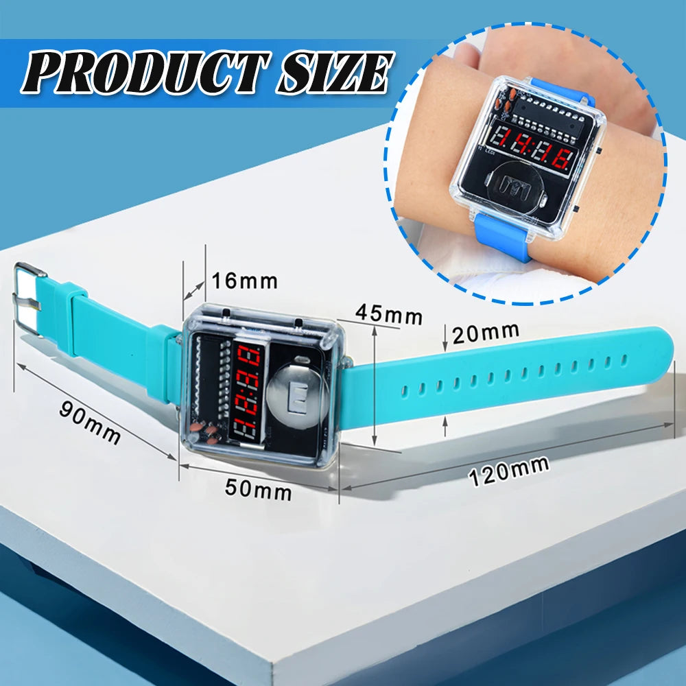 DIY Electronic Watch Kit LED Digital Tube Display Creative Soldering Project Transparent Case 3V DIY Kit Electronic