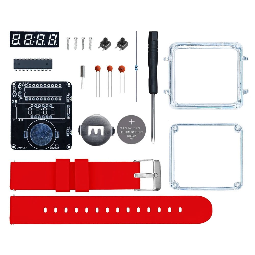 DIY Electronic Watch Kit LED Digital Tube Display Creative Soldering Project Transparent Case 3V DIY Kit Electronic
